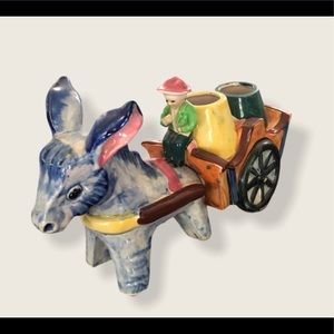 Occupied Japan Vintage Man, Donkey Pulling a Wagon